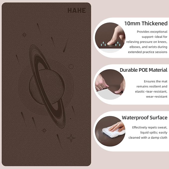 HAHE Extra Wide Yoga Mat, 72"x40"x0.4"Thick, Large Exercise Mats | Oversized Non Slip Workout Mat with Strap for Yoga, Pilates, Fitness, Home Gym Studio, Yoga Mats for Men & Women