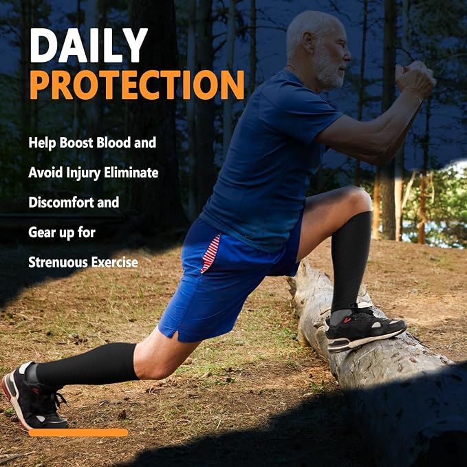 CTHH Calf Compression Sleeve for Men & Women Footless Compression Socks | 3 Pairs Graduated Compression Leg Sleeve Support for Shin Splints Pain Relief Running Flying Cycling Fitness Nurse