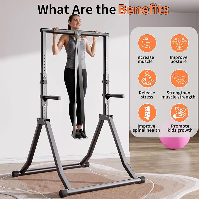 Foldable Pull Up Bar Station 66.1''-84.6'' Power Tower