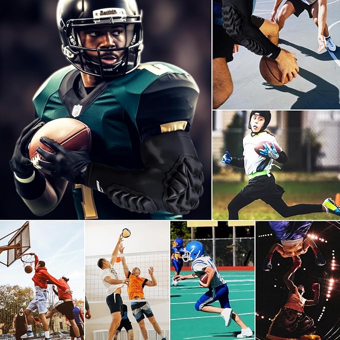 COOLOMG Football Arm Pads Padded Forearm Elbow Sleeves | Padded Compression Arm Sleeves for Football Basketball Volleyball 1 Pair