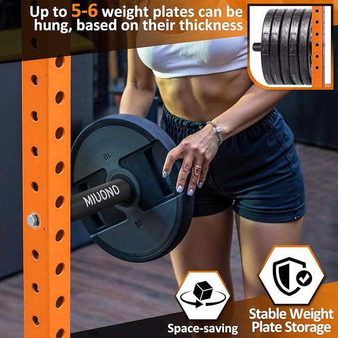 Weight Plate Holder, Power Rack Attachments for Olympic 2-Inch Weight Plate Storage, Fits 2x2, 2x3, 3x3 Power Cages with 1" or 5/8" Holes