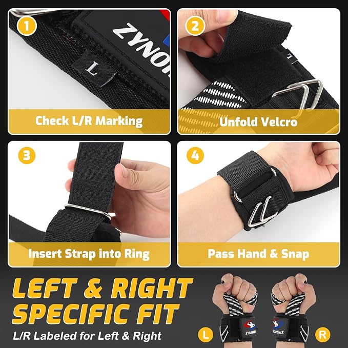 2 in 1 Non-Slip Weightlifting Wrist Strap with Double Triangle Rings | Gym Cuffs with Neoprene Padded for Weightlifting Weight Lifting, Cable Machine, Deadlift, Pull-Ups, Workout Powerlifting