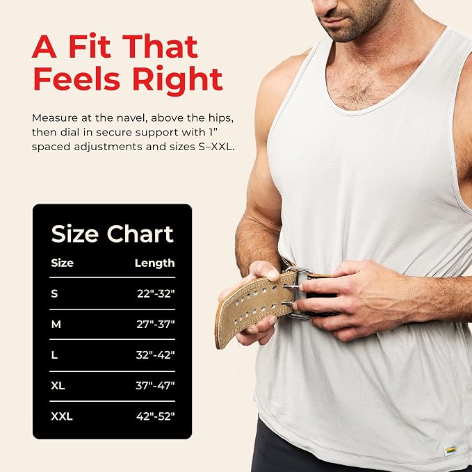 Sunny Health & Fitness S-XXL Leather Weightlifting Belt w/ 6" Back Support