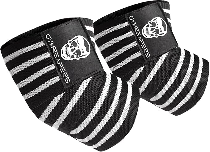 Gymreapers Weightlifting Elbow Wraps (1 Pair) - Flexible 40'' Elbow Compression Strap & Joint Support Brace - for Bench Press, Powerlifting, and Pressing