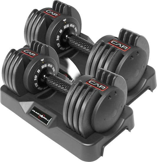 CAP ADJUSTABELL Adjustable Dumbbell Set, Premium Quick Select Adjustable Weights for Strength Training, Singles & Pairs, 12.5 LB, 25 LB & 55 LB, Round & Hex Dumbbells, Multiple Grip Handle Options