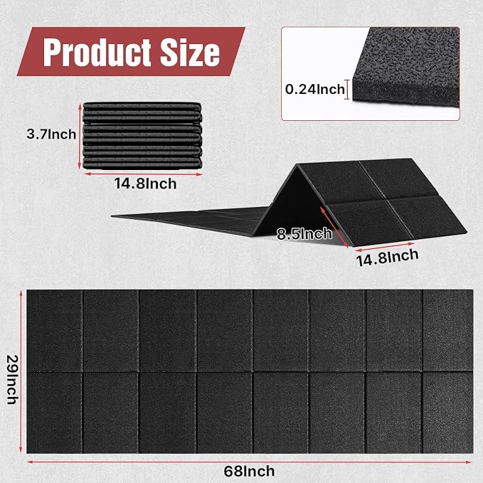 Treadmill Mat for Floor Protection, 68" × 29" Heavy Duty Exercise Equipment Mat for Home Gym, Anti-Slip Shock Absorption Pad for Treadmill, Elliptical, Stationary Bike, Rowing Machine