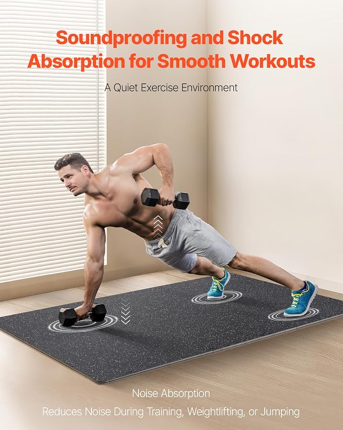 VEVOR 0.56Inch 48sq.ft 12 Tiles Gym Flooring for Home Gym, Rubber Top with High Density EVA Foam, 24 x 24In Gym Floor Exercise Equipment Mats, Interlocking Gym Mats, Puzzle Workout Mats, Black & White | Rubber Top with High Density EVA Foam, 24 x 24in ...