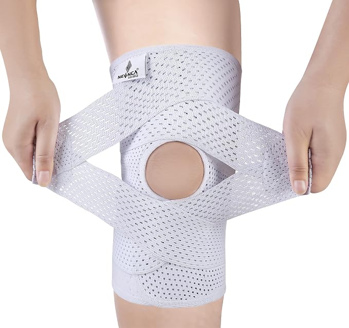 NEENCA Knee Brace for Knee Pain, Compression Knee Support with Air Mesh Fabric, Adjustable Knee Wrap with Side Stabilizers, Ultra-Soft Bandage for Elderly, Meniscus Tear, ACL, Arthritis Relief,Walk