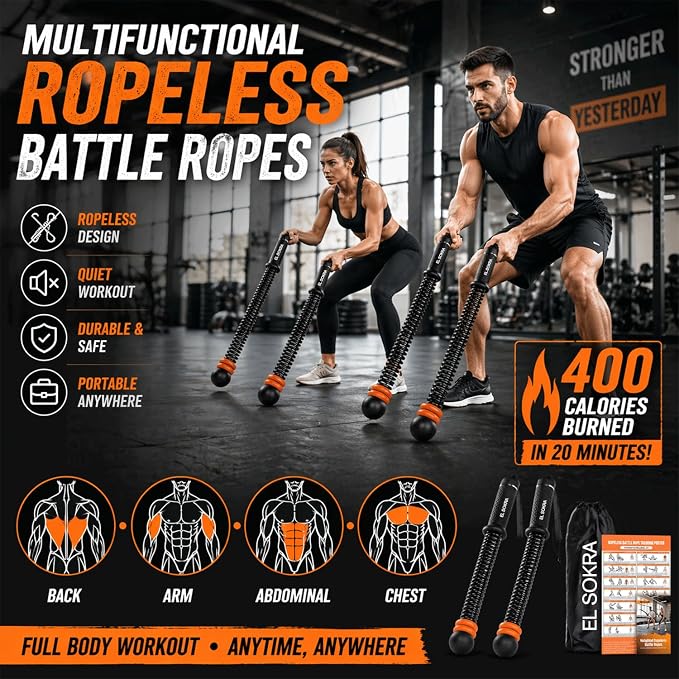 Ropeless battle ropes Adjustable Weighted Air Resistance Home Gym Exercise Rope for Men & Women HIIT Strength Training cordless battle rope Variable Resistance cordless battle ropes for women