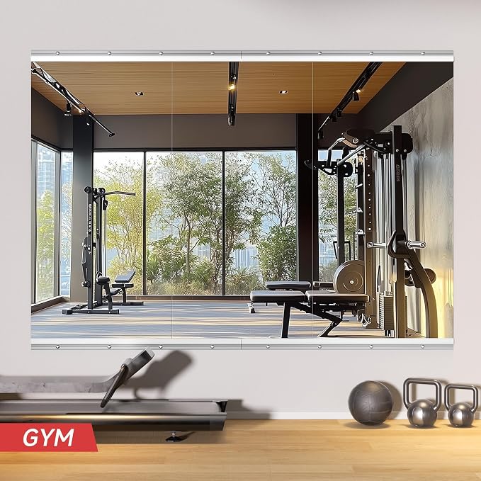 48"x24" 3 Pack Home Gym Mirror Set, Full Body Wall Mounted Fitness Mirrors, 4MM Tempered Glass for Yoga, Dance, Studio with Complete Installation Kit