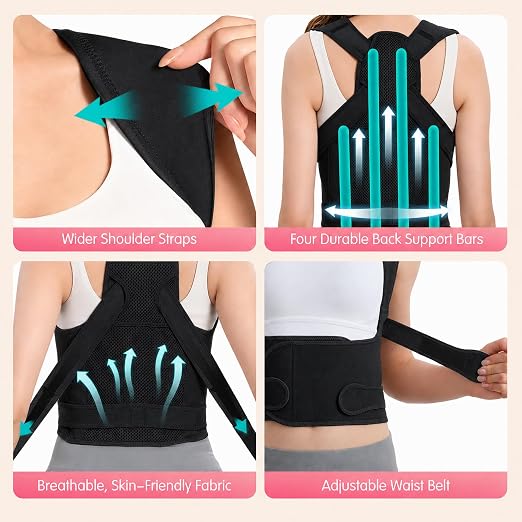 Posture Corrector for Women & Men, Adjustable Full Back Brace Support | Breathable Shoulder Straightener, Spine Support for Upper & Lower Back, Scoliosis & Hunchback Correction, Back Pain Relief