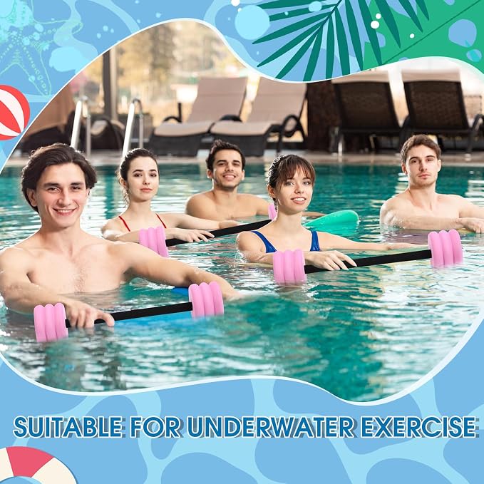 Soulchen Long Aquatic Exercise Dumbbells Pool Exercise Foam Water Weights Dumbbell Aquatic Pool Barbells with High Density EVA Foam for Swim Water Aerobics Workouts Loss