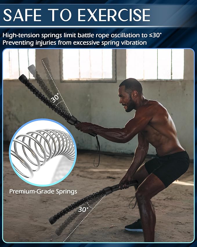 Ropeless Battle Ropes, Cordless Battle Ropes Workout for Home Gym, Heavy Duty Weighted Wireless Rope Lightweight Device HIIT, Portable Training Flow Rope, Battle Rope Sticks for Men & Women