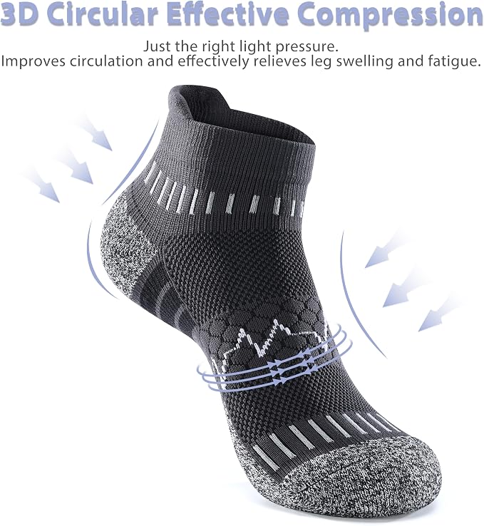 MAXTOP Ankle Compression Socks for Men Women-Cushioned Arch Support,Anti Blister,Plantar Fasciitis Relief 3/5 Pairs