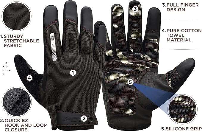 RDX Weight Lifting Gloves with Wrist Support -Touch Screen Full Finger Gym Workout, Breathable Anti Slip Padded Grip, Men Women Fitness Training, Powerlifting Bodybuilding HIIT Exercise Weightlifting