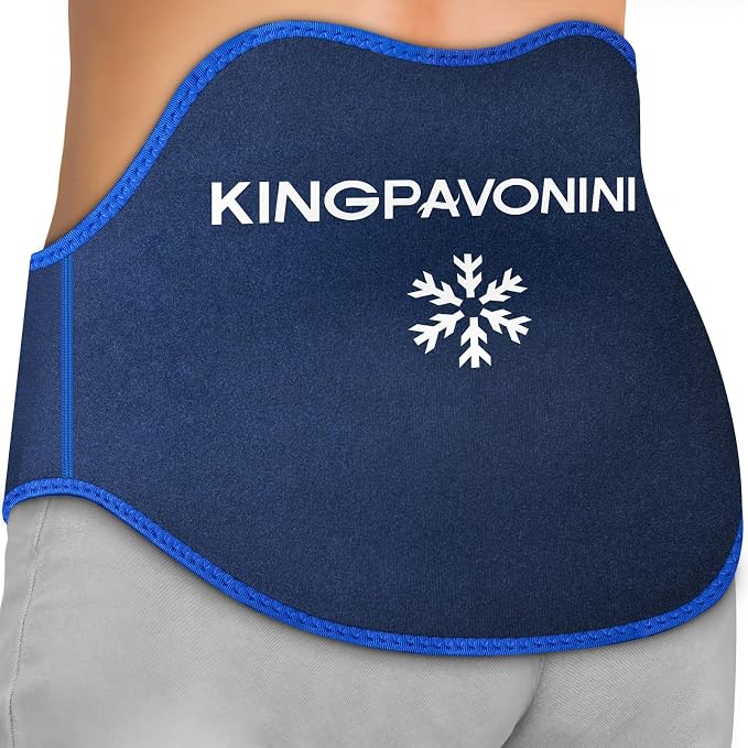 Extra Large Ice Pack for Back Pain Relief, 1 Gel Pack, Blue | Leakproof Lower Back Ice Pack, More Gel for Instant Pain Relief, Extension Strap, Hot Cold Therapy, Skin-Safe Lycra Fabric