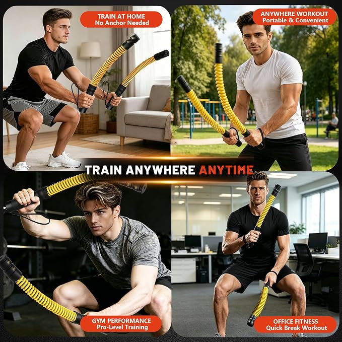Cordless Battle Ropes with Adjustable Weights Blocks, Portable Ropeless Workout Equipment for Home Gym, Full Body Strength & HIIT Training, Cardio Exercise Rope with Gloves & Storage Bag