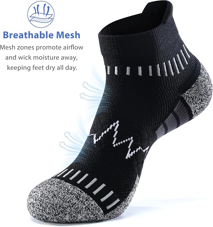 MAXTOP Ankle Compression Socks for Men Women-Cushioned Arch Support,Anti Blister,Plantar Fasciitis Relief 3/5 Pairs