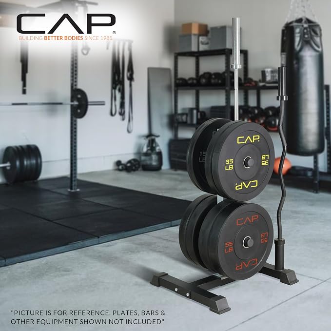 CAP 2-inch Olympic Bumper Plate Weight Set | 100-370 lbs | Multiple Colors | Storage Rack Optional