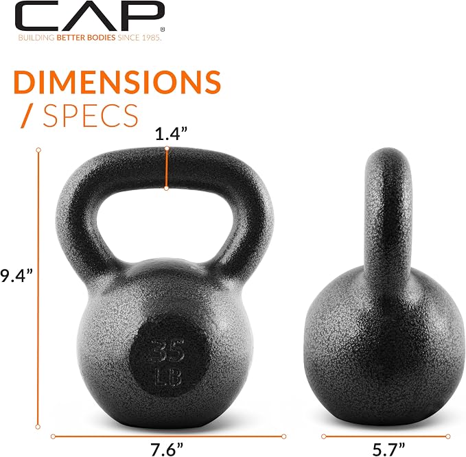 CAP Barbell Cast Iron Kettlebell - Singles and Sets, Multiple Weight Choices