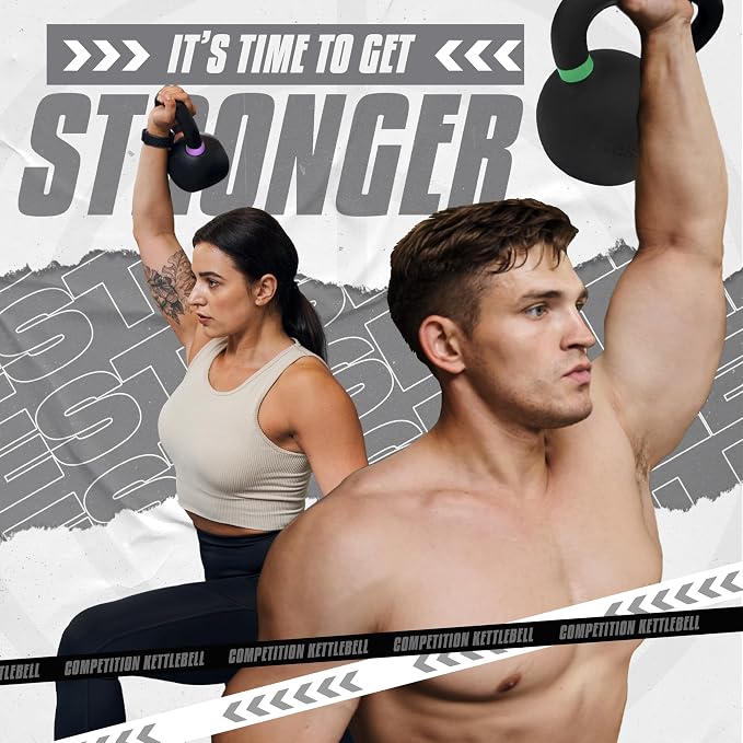 Yes4All Powder Coated Kettlebell, Cast Iron Core Kettlebells with Non-Slip Handle & Flat Bottom for Conditioning, Heavy Duty for Strength Training, 9lb to 71lb - Single & Pair