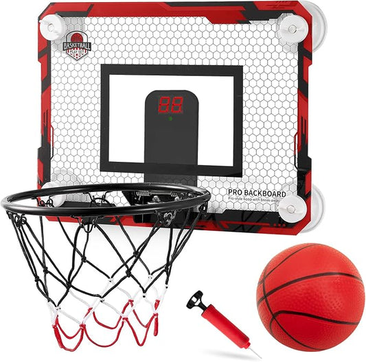 Indoor Mini Basketball Hoops with Powerful Suction Cups for Window and Wall | Wall Mounted Basketball Hoops, Basketball Backboard for Bedroom Office Dorm Room, Outdoor Toy Gifts for Kids and Adults