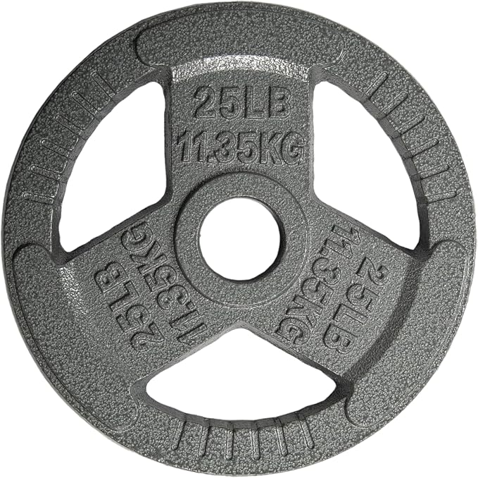 Yes4All Tri-Grip Handles Cast Iron Olympic Weight Plates, 2-Inch Weight Plates for Weight Lifting with Smooth and Durable Finish, Suitable for Strength Training Exercises (Single, Pair and Set)