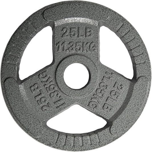 Yes4All Tri-Grip Handles Cast Iron Olympic Weight Plates, 2-Inch Weight Plates for Weight Lifting with Smooth and Durable Finish, Suitable for Strength Training Exercises (Single, Pair and Set)