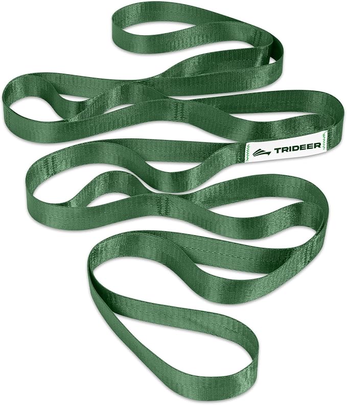 Trideer Non-Elastic Stretching Strap with Loops for Physical Therapy & Rehab, Knee Hip Leg ROM Post-Surgery, Yoga Strap for Stretching, Leg Lifter Strap Mobility Aid, Hamstring Calf Back