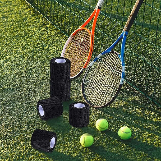 KISEER 15 Pack 2 Inch x 5 Yards Black Self Adhesive Bandage Breathable Cohesive Bandage Wrap Rolls Elastic Self-Adherent Tape for Stretch Athletic, Sports, Wrist, Ankle