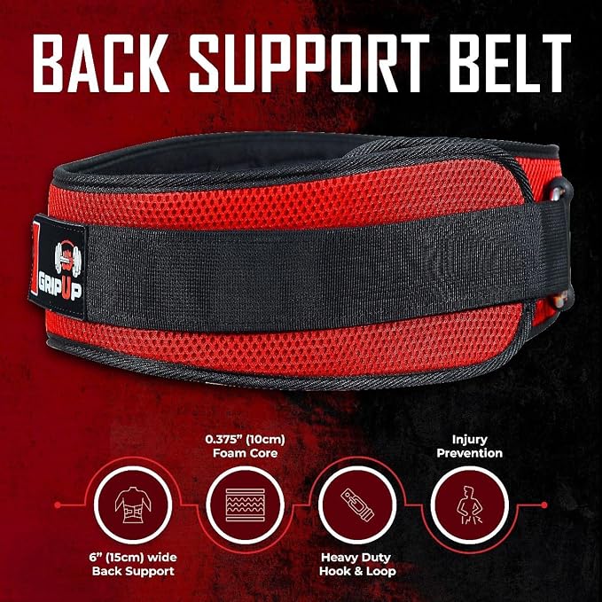Weight lifting Belt 6 Inch Auto-Lock Curved Padded Back Lumbar Support Gym Belt for Fitness Exercise Bodybuilding Powerlifting Workouts Deadlifts Squats & Weightlifting Men Women