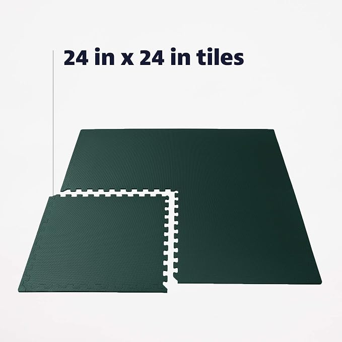 We Sell Mats 1/2 Inch Thickness Multipurpose EVA Foam Floor Tiles, Interlocking Floor Mat for Indoor Gym and Home Use, 24 in x 24 in, Hunter Green, 24 Square Feet (6 Tiles)