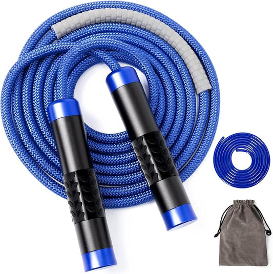 Mangodan 1LB Weighted Jump Ropes for fitness Women Men, Tangle-Free Ball Bearing Rapid Speed Skipping Jump Rope with Adjustable 9mm Cotton & PVC Cord, Aluminum Handles for MMA, Boxing, CrossFit, Weight-loss Workouts