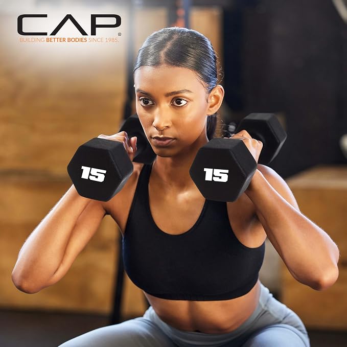 CAP Barbell Neoprene Dumbbell Weights Pairs & Sets | Black