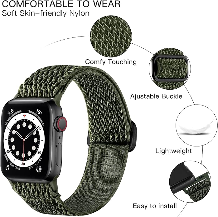 Lerobo Stretchy Nylon Solo Loop Band, Compatible with Apple Watch Series 11 10 9 8 7 6 5 4 3 SE3/2/1 Ultra3/2/1, Adjustable Strap for iwatch Band 44mm 45mm 46mm 49mm 42mm 40mm 41mm 38mm for Women Men