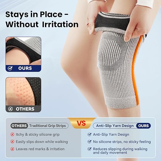 JOMVD Knee Compression Sleeve for Arthritis Pain – Knee Brace for Knee Pain Relief, Meniscus Tear, Inflammation, Circulation, Swelling & Injury Recovery – Anti-Slip Breathable Support for Women & Men,XX-Large