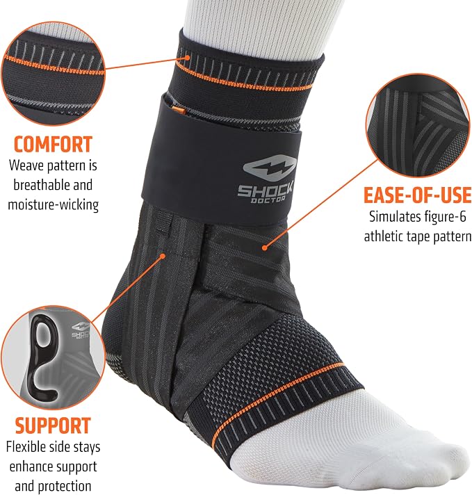 Shock Doctor Ultra Knit Ankle Brace W/Figure 6 Strap & Stays