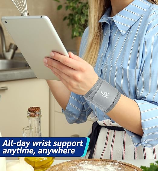 Wrist Brace (2 PCS) - Adjustable Compression for Carpal Tunnel Arthritis Tendonitis Sprain Pain Relief | Wrist Support Wrist Wraps for Both Hands, Ideal for Sports & Gym Workouts (Gray)