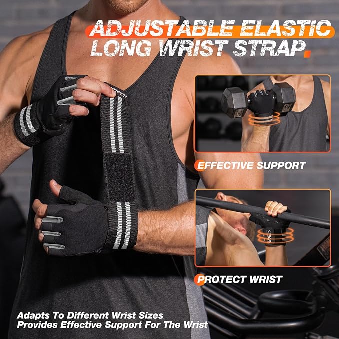 SIMARI Breathable Workout Gloves with Cushion Pad/Grip/Reduce Calluses, Weight Lifting Gloves for Gym Exercise, Cycling, Weightlifting Training, Fitness, Pilates, Kayaking, Gift for Men & Women