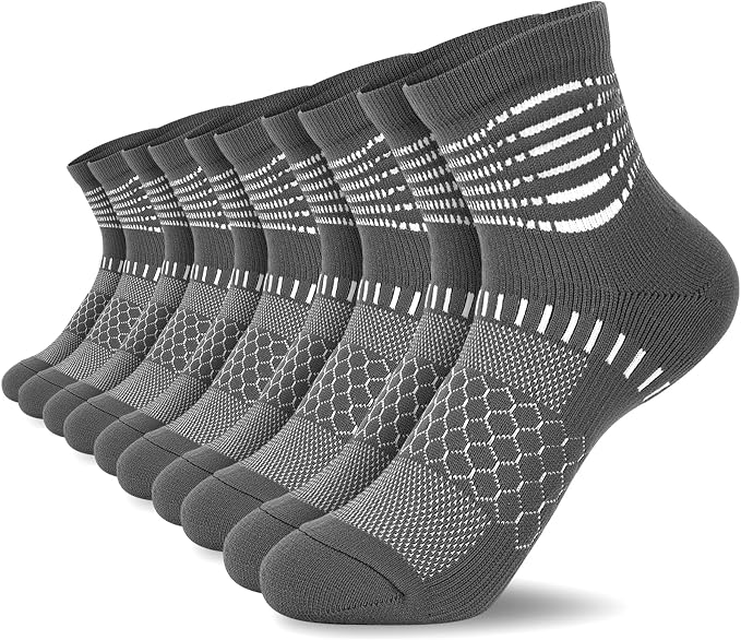 IRAMY Ankle Compression Socks for Women Men Plantar Fasciitis Relief 3/5 Pairs Cushioned Athletic Running Socks