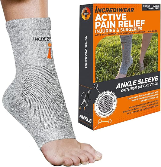 Incrediwear Ankle Sleeve – Infrared Ankle Brace for Women and Men to Support Pain Relief, Swelling, Plantar Fasciitis, Sprains, Achilles, Arthritis (Grey, Small/Medium)