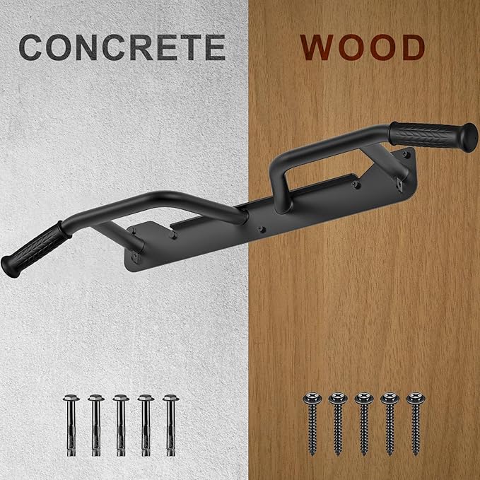 SELEWARE Heavy Duty Welded Pull Up Bar Wall/Joist/Ceiling Mount Chin Up Bar | Multifunctional Pull-up Bars w/Resistance Band Hooks for Home Gym Strength Training, Sturdy Steel Construction Support 500 lb