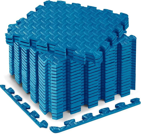 18pcs Puzzle Exercise Mat, 12.6"x12.6"x0.4", 18sqft EVA Interlocking Foam Floor Tiles, Protective, Water-Resistant Flooring for Home Gym & Workout Equipment
