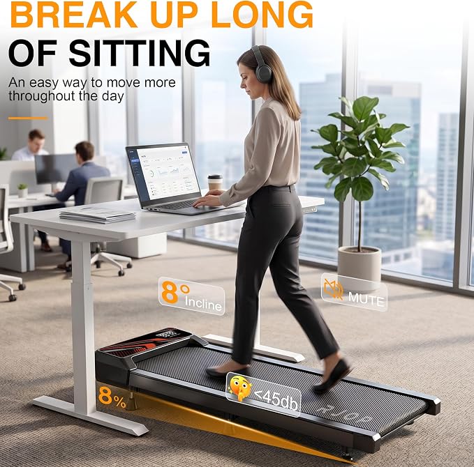 RJOP 2.5HP Walking Mat with Incline Pad, Under Desk Treadmill for Home Gym | Walking Running Pad with Remote, 3 in 1 Low Noise Small Mini Portable Treadmill with LED Screen, 270lbs Capacity