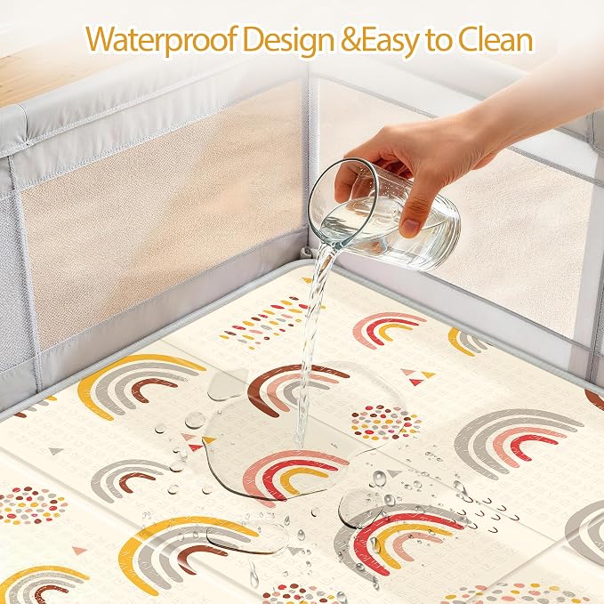 79x71 Baby Play Mat- Extra Large Playmats for Baby,Foldable Baby Foam Playmat for Floor,Thick Cushioning Padding Foam Playmat for Baby and Toddlers Infants, Baby Foam Playmat for Indoor or Outdoor Use | Foldable Baby Foam Playmat for Floor,Thick Cushio...