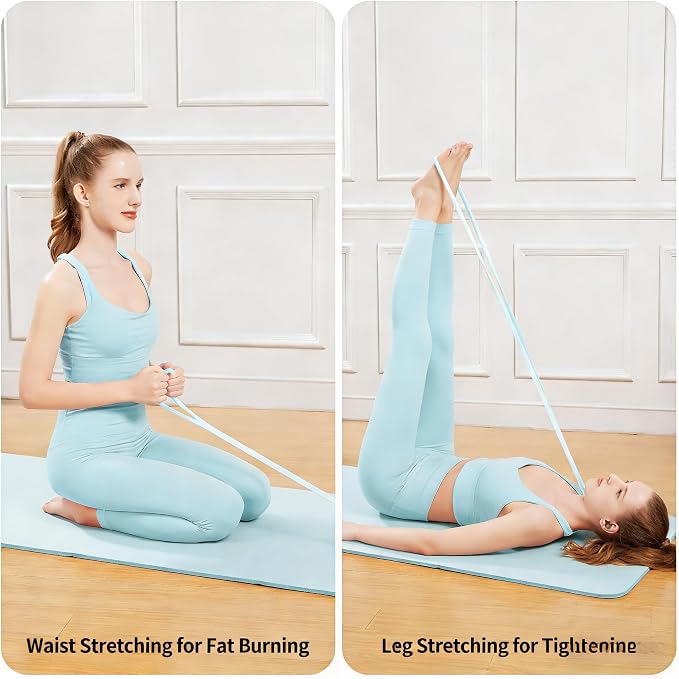 Figure 8 Resistance Band, Arm Back Shoulder Exercise Elastic Rope Stretch Fitness Band, Foot, Leg, Hand Stretcher, Arm Exerciser for Yoga Pilates Stretching Physical Therapy, Home Gym Workout