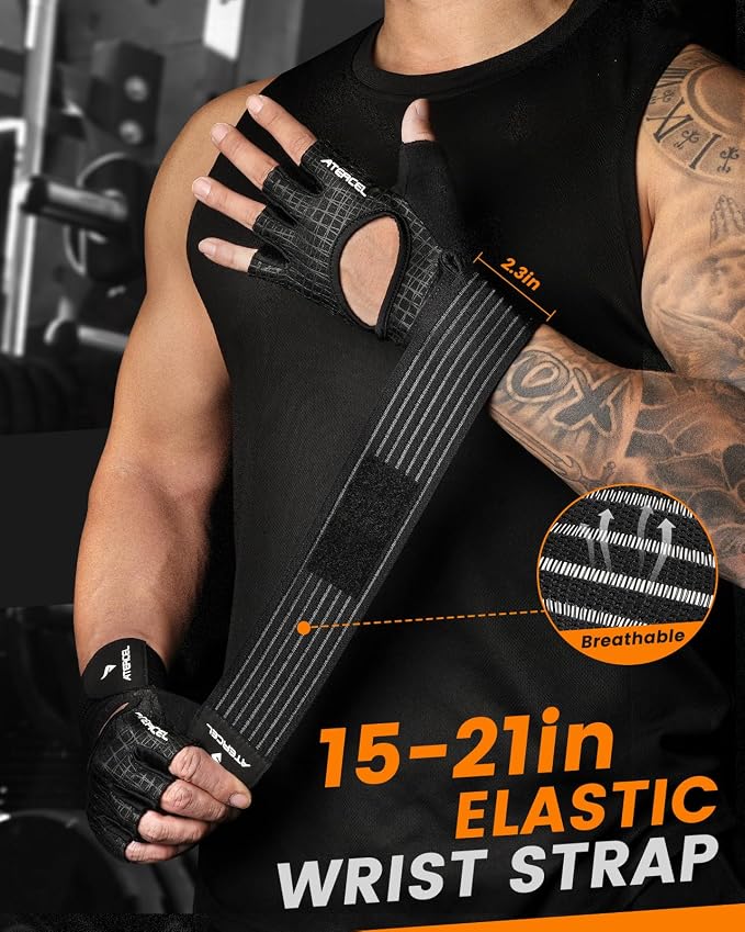 ATERCEL Gym Gloves for Men with Wrist Support, for Workout Weight Lifting | High-Elastic & Breathable | For Men & Women | Exercise & Fitness Ready