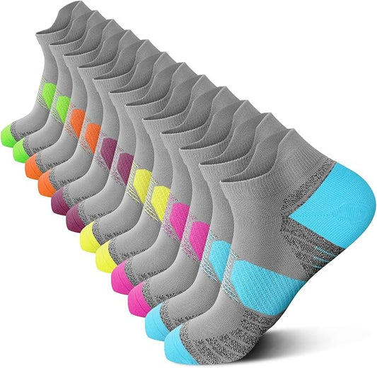 Ankle Compression Socks for Women 6 Pairs Running Socks with Arch Support | Athletic Womens Ankle Socks for Running, Gym, Workouts, Long-Distance Walking, Travel, Daily Use, Relieve Plantar Fasciitis