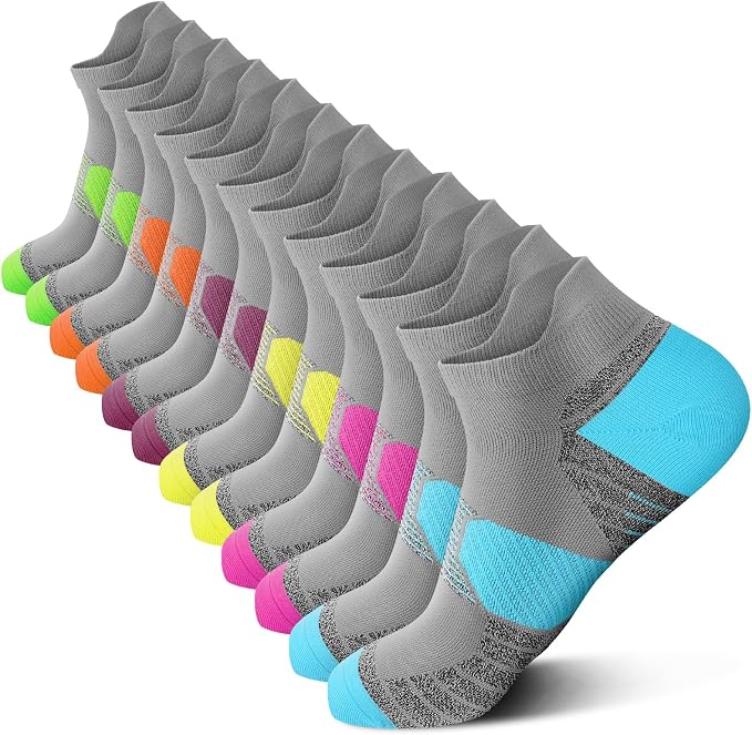 Ankle Compression Socks for Women 6 Pairs Running Socks with Arch Support | Athletic Womens Ankle Socks for Running, Gym, Workouts, Long-Distance Walking, Travel, Daily Use, Relieve Plantar Fasciitis