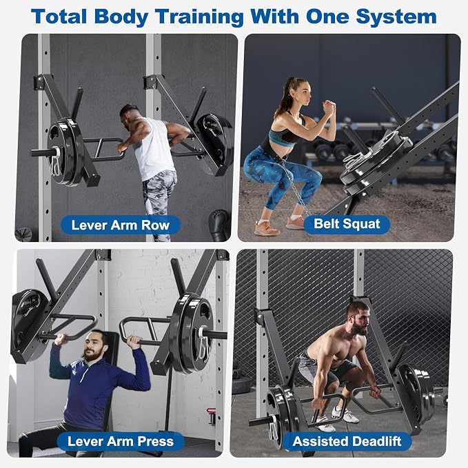 SELEWARE Squat Rack Attachment for Power Cage with 5/8" or 1" Holes | Y-Shaped Dip Bar Attachment, Nordic Hamstring Curl Attachment & Lever Arms for 2x2 or 3x3 Power Rack, Home Gym Accessories